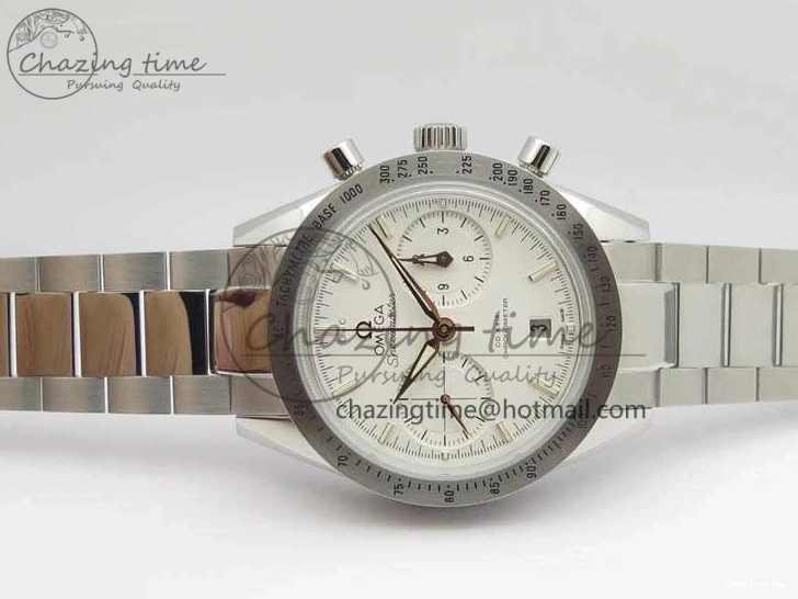 0718 Speedmaster ’57 Co-Axial OMF 1:1 Best Edition White Dial RG Markers On SS Bracelet A Elegant 8144